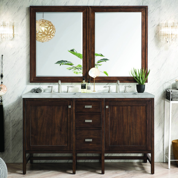 James Martin E444-V60D-MCA-3VSL Vanity Mid-Century Acacia w/ Victorian Silver To