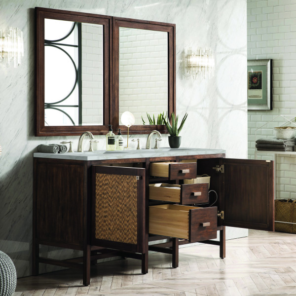 James Martin E444-V60D-MCA-3VSL Vanity Mid-Century Acacia w/ Victorian Silver To