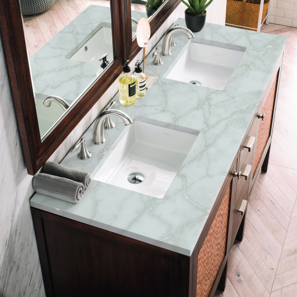 James Martin E444-V60D-MCA-3VSL Vanity Mid-Century Acacia w/ Victorian Silver To