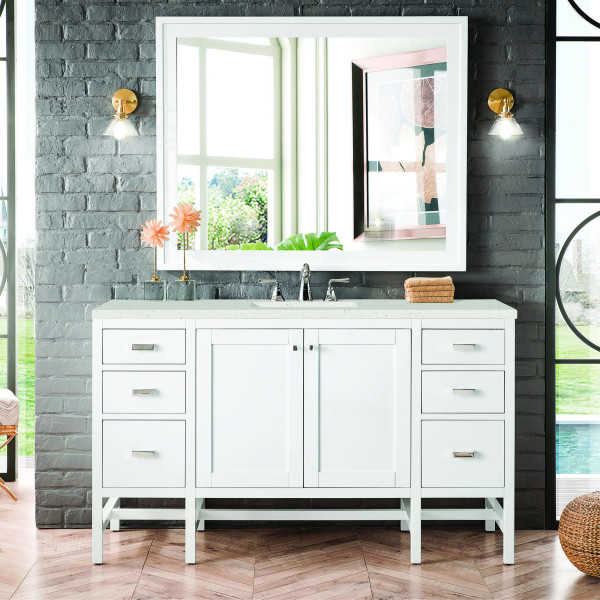 James Martin E444-V60S-GW-3LDL 60" Vanity Glossy White w/ 3 CM Lime Delight Top