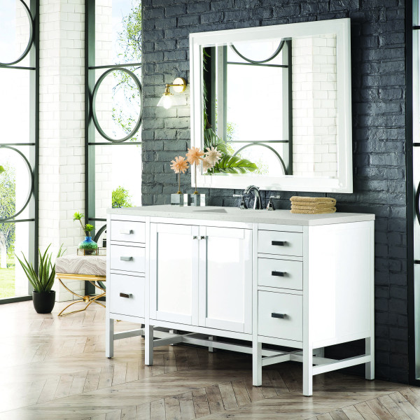 James Martin E444-V60S-GW-3LDL 60" Vanity Glossy White w/ 3 CM Lime Delight Top