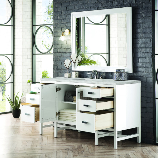 James Martin E444-V60S-GW-3VSL 60" Vanity Glossy White w/ Victorian Silver Top