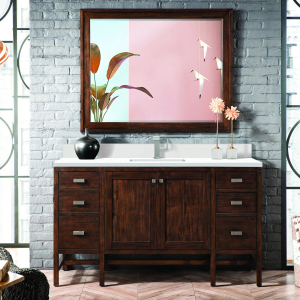 James Martin E444-V60S-MCA-1WZ Vanity Mid-Century Acacia w/ White Zeus Top