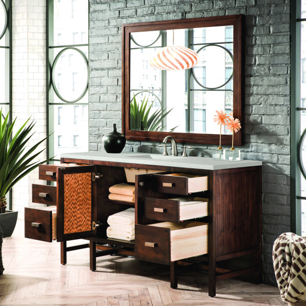 James Martin E444-V60S-MCA-3LDL Vanity Mid-Century Acacia w/ Lime Delight Top