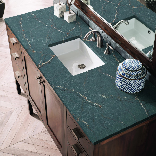 James Martin E444-V60S-MCA-3PBL Vanity Mid-Century Acacia w/ Parisien Bleu Top