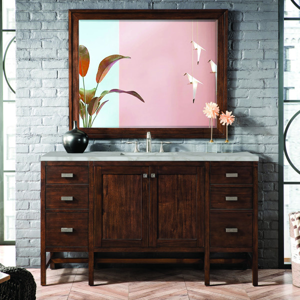 James Martin E444-V60S-MCA-3VSL Vanity Mid-Century Acacia w/ Victorian Silver To