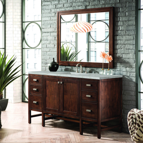 James Martin E444-V60S-MCA-3VSL Vanity Mid-Century Acacia w/ Victorian Silver To