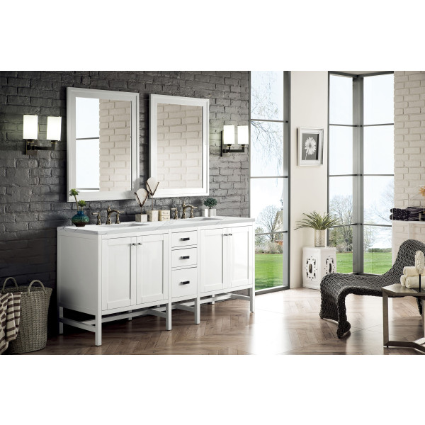 James Martin E444-V72-3ENC Addison 72" Double Vanity Cabinet w/ 3 CM Top