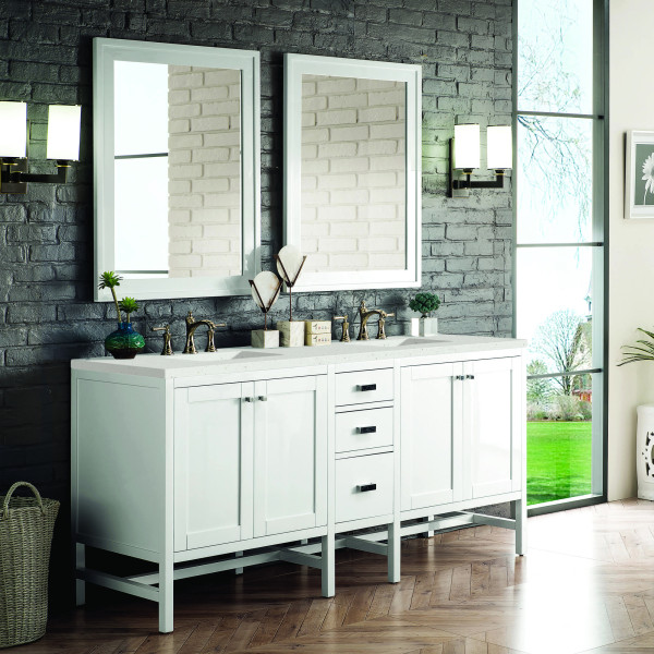 James Martin E444-V72-GW-3LDL 72" Vanity Glossy White w/ 3 CM Lime Delight Top