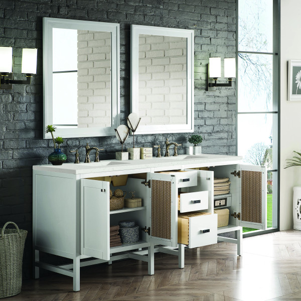 James Martin E444-V72-GW-3LDL 72" Vanity Glossy White w/ 3 CM Lime Delight Top