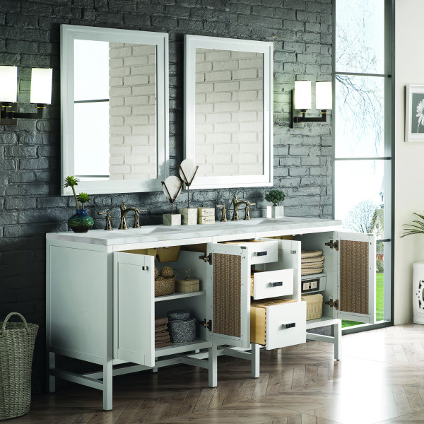 James Martin E444-V72-GW-3VSL 72" Vanity Glossy White w/ Victorian Silver Top
