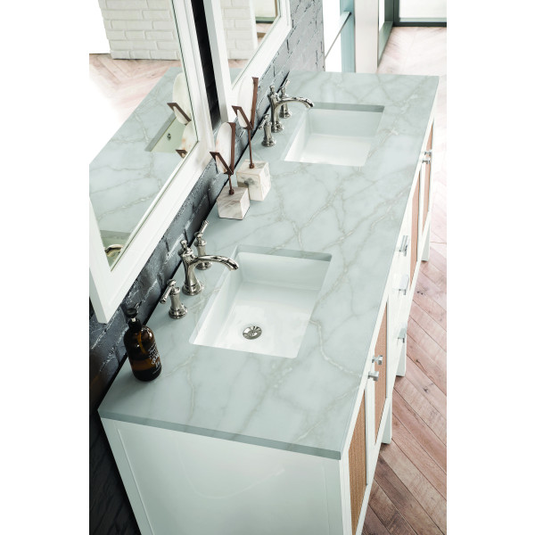 James Martin E444-V72-GW-3VSL 72" Vanity Glossy White w/ Victorian Silver Top