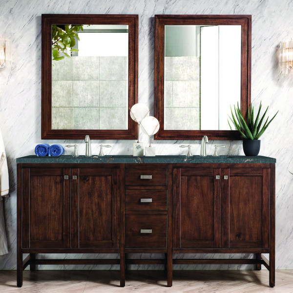 James Martin E444-V72-MCA-3PBL Vanity Mid-Century Acacia w/ Parisien Bleu Top