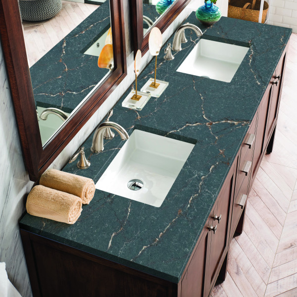 James Martin E444-V72-MCA-3PBL Vanity Mid-Century Acacia w/ Parisien Bleu Top