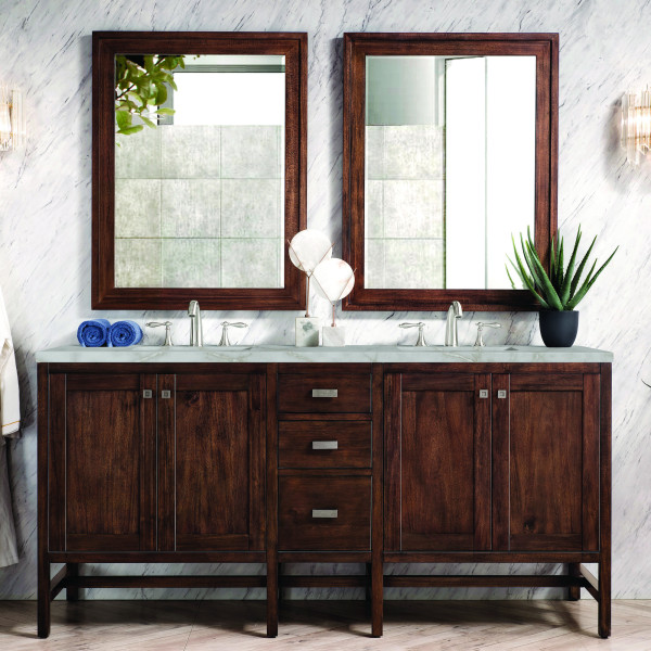 James Martin E444-V72-MCA-3VSL Vanity Mid-Century Acacia w/ Victorian Silver Top