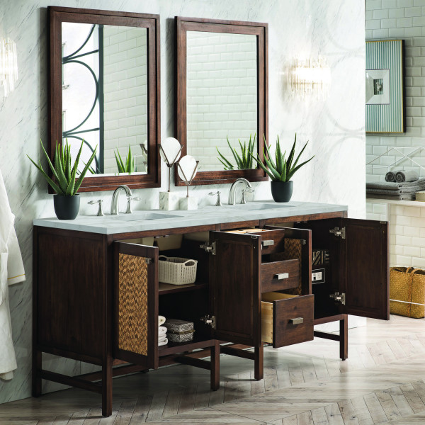 James Martin E444-V72-MCA-3VSL Vanity Mid-Century Acacia w/ Victorian Silver Top