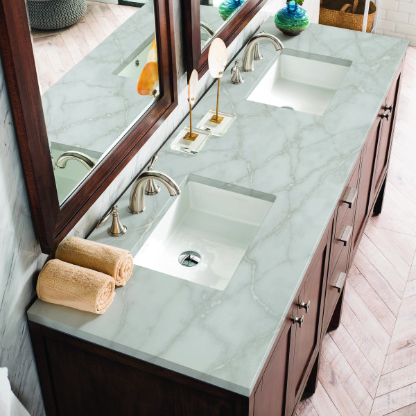 James Martin E444-V72-MCA-3VSL Vanity Mid-Century Acacia w/ Victorian Silver Top