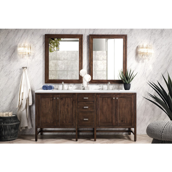 James Martin E444-V72-3WZ Double Vanity Cabinet w/ White Zeus Quartz Top