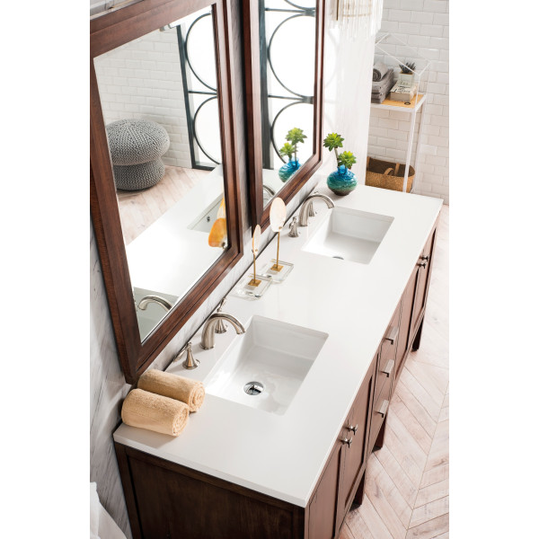 James Martin E444-V72-3WZ Double Vanity Cabinet w/ White Zeus Quartz Top