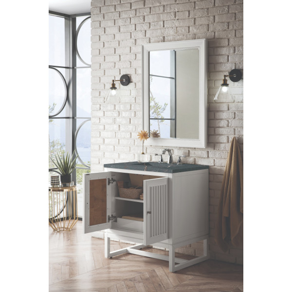 James Martin E645-V30-GW-3PBL 30" Vanity Glossy White w/ 3 CM Parisien Bleu Top