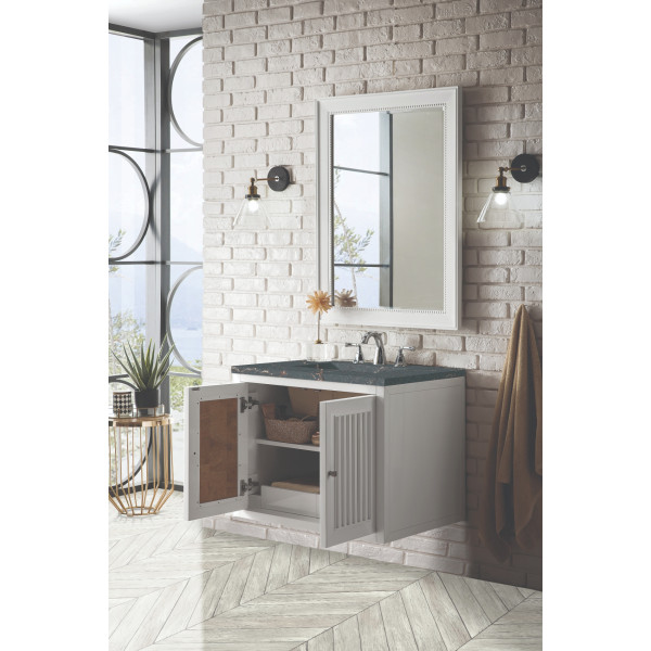 James Martin E645-V30-GW-3PBL 30" Vanity Glossy White w/ 3 CM Parisien Bleu Top