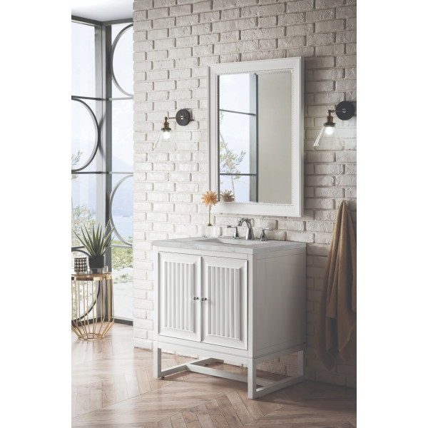 James Martin E645-V30-GW-3VSL 30" Vanity Glossy White w/ Victorian Silver Top