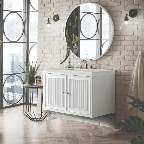 James Martin E645-V36-GW-3LDL 36" Vanity Glossy White w/ 3 CM Lime Delight Top