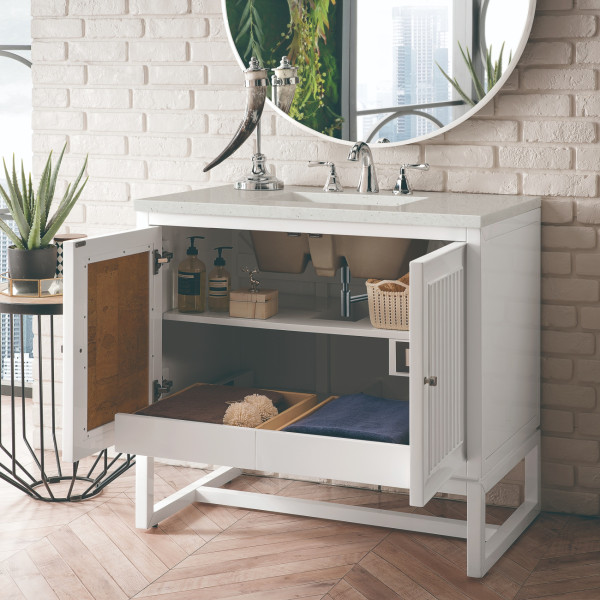 James Martin E645-V36-GW-3LDL 36" Vanity Glossy White w/ 3 CM Lime Delight Top