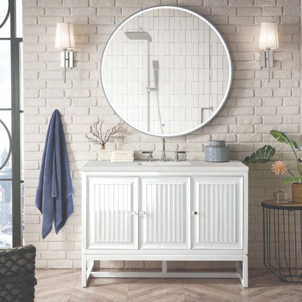 James Martin E645-V48-GW-3LDL 48" Vanity Glossy White w/ 3 CM Lime Delight Top