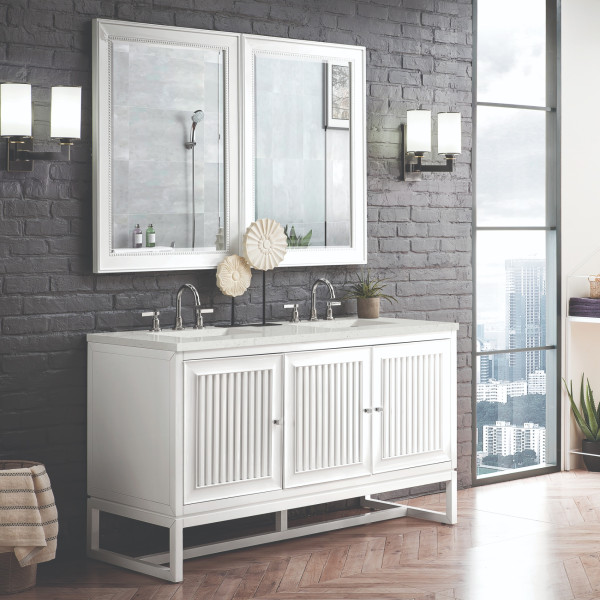 James Martin E645-V60D-GW-3LDL 60" Vanity Glossy White w/ 3 CM Lime Delight Top