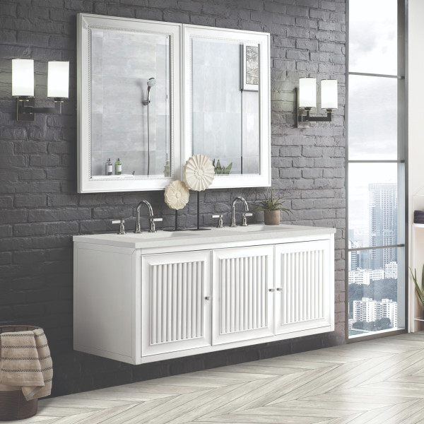 James Martin E645-V60D-GW-3LDL 60" Vanity Glossy White w/ 3 CM Lime Delight Top
