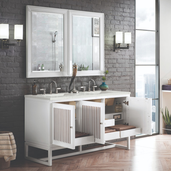 James Martin E645-V60D-GW-3LDL 60" Vanity Glossy White w/ 3 CM Lime Delight Top