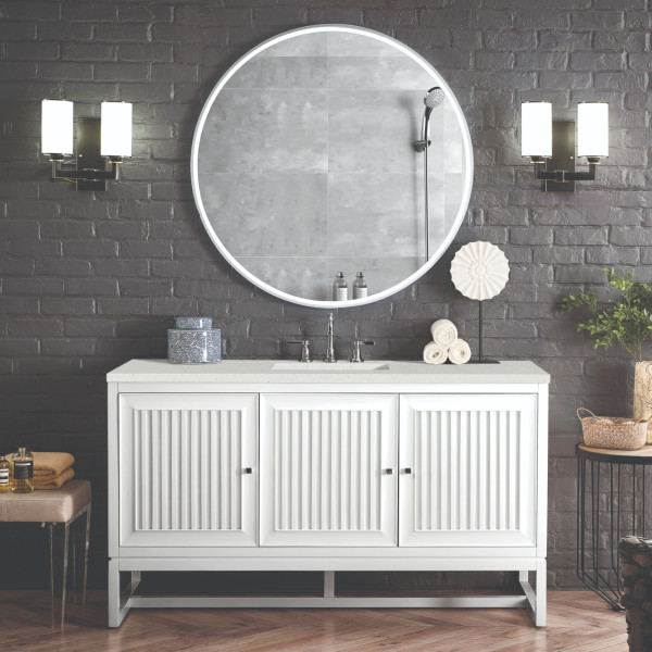 James Martin E645-V60S-GW-3LDL 60" Vanity Glossy White w/ 3 CM Lime Delight Top