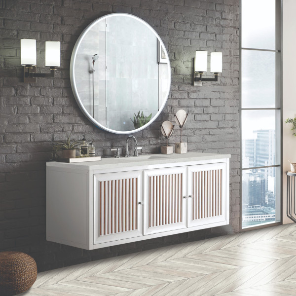 James Martin E645-V60S-GW-3LDL 60" Vanity Glossy White w/ 3 CM Lime Delight Top