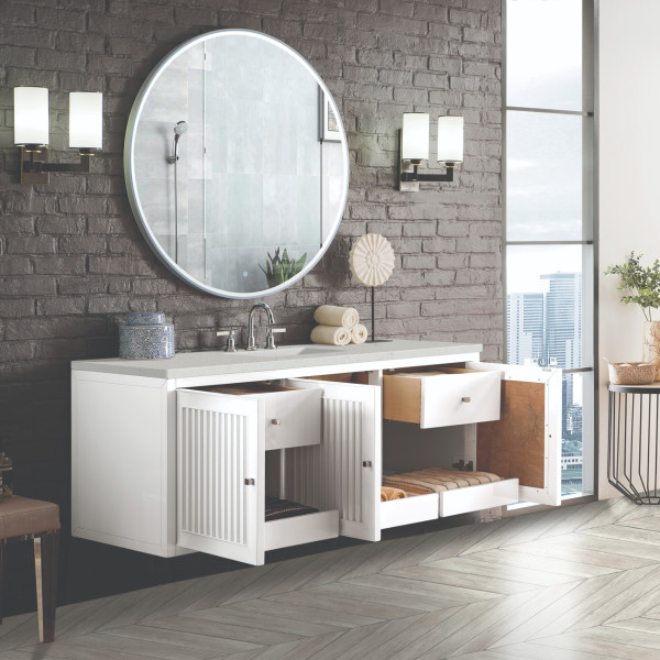 James Martin E645-V60S-GW-3LDL 60" Vanity Glossy White w/ 3 CM Lime Delight Top