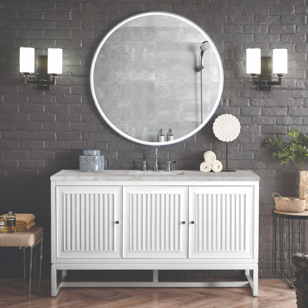 James Martin E645-V60S-GW-3VSL 60" Vanity Glossy White w/ Victorian Silver Top