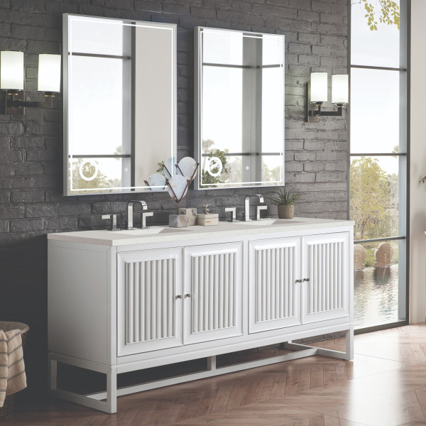 James Martin E645-V72-GW-3LDL 72" Vanity Glossy White w/ 3 CM Lime Delight Top