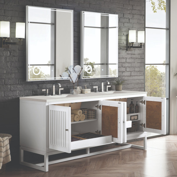James Martin E645-V72-GW-3LDL 72" Vanity Glossy White w/ 3 CM Lime Delight Top