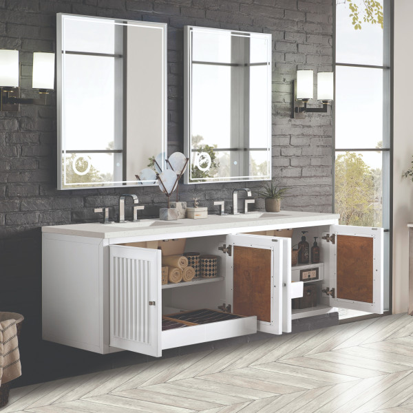 James Martin E645-V72-GW-3LDL 72" Vanity Glossy White w/ 3 CM Lime Delight Top