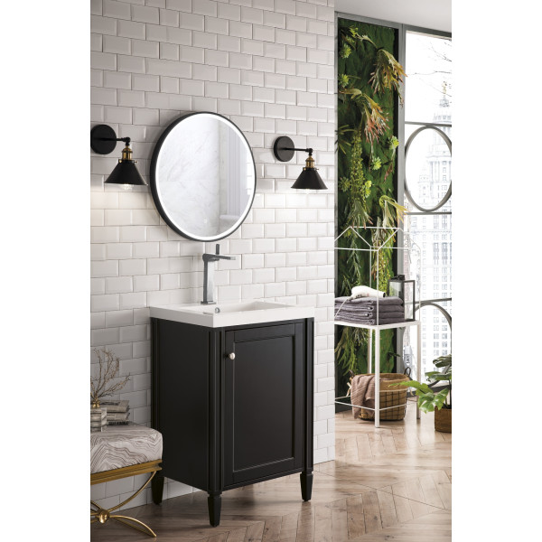 James Martin E652V24OWG 24" Cabinet w/ White Glossy Composite Countertop
