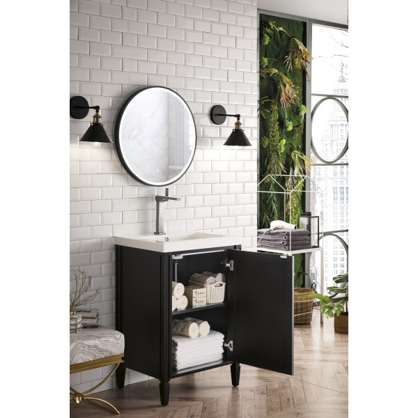 James Martin E652V24OWG 24" Cabinet w/ White Glossy Composite Countertop