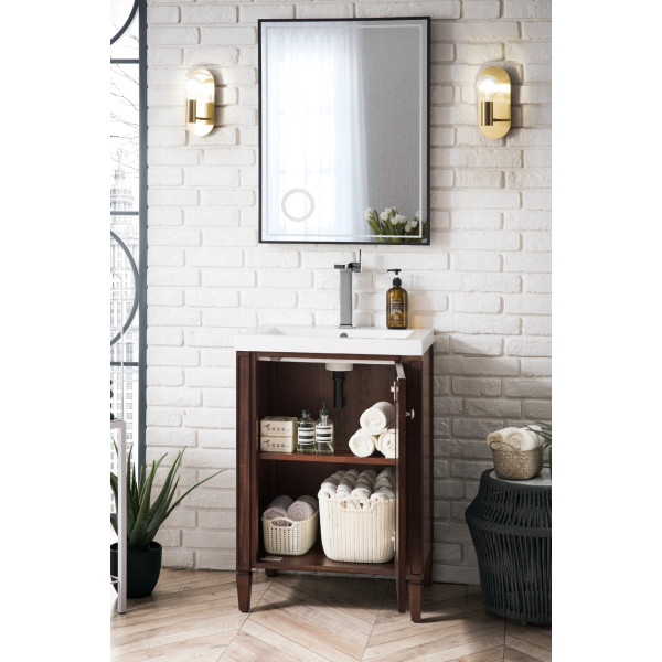 James Martin E652V24OWG 24" Cabinet w/ White Glossy Composite Countertop
