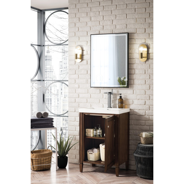 James Martin E652V24OWG 24" Cabinet w/ White Glossy Composite Countertop