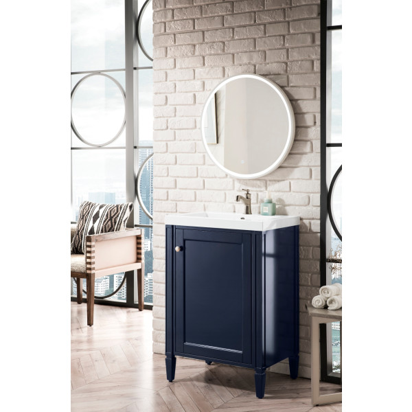 James Martin E652V24OWG 24" Cabinet w/ White Glossy Composite Countertop