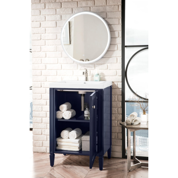 James Martin E652V24OWG 24" Cabinet w/ White Glossy Composite Countertop