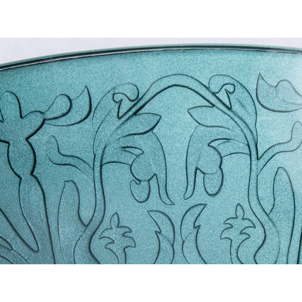 Eden Bath EB_GS03 Teal Glass Bathroom Vessel Sink with Embossed Pattern