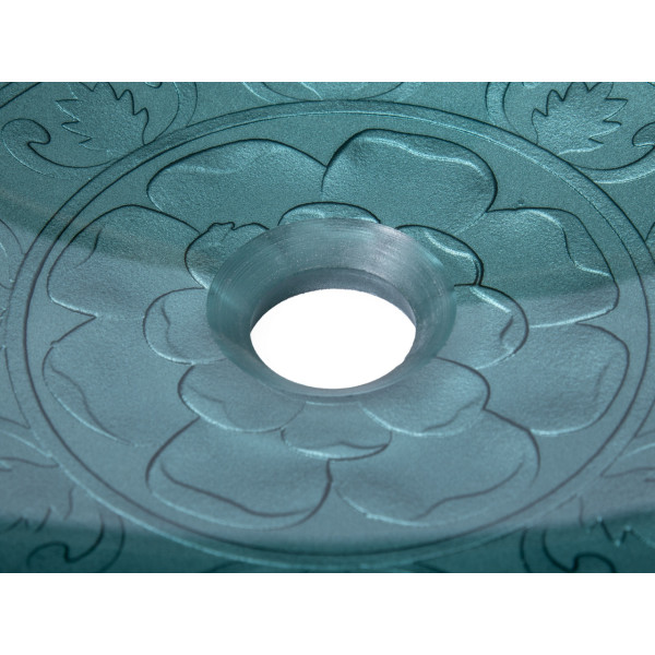 Eden Bath EB_GS03 Teal Glass Bathroom Vessel Sink with Embossed Pattern