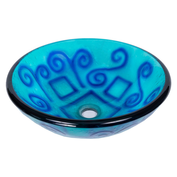 Eden Bath EB_GS16 Green And Blue Swirls Tempered Glass Vessel Sink