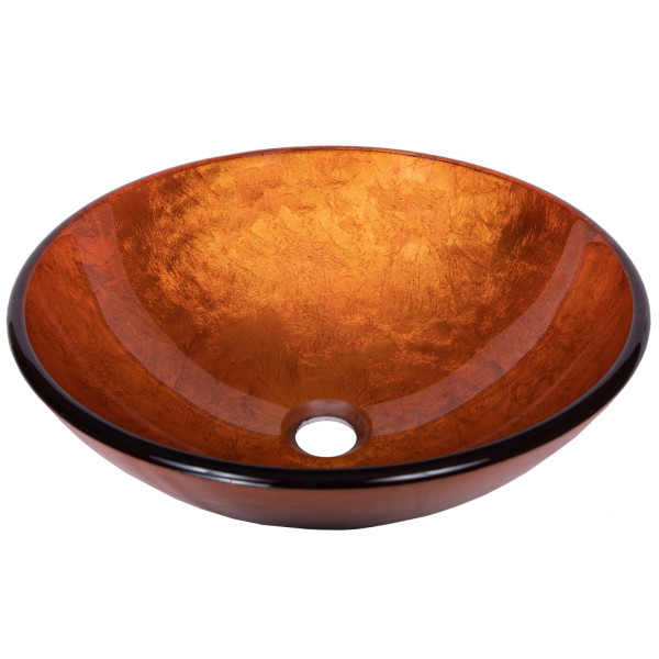 Eden Bath EB_GS29 Bathroom Orange Reflections Tempered Glass Vessel Sink