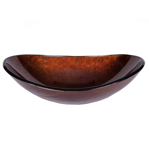 Eden Bath EB_GS40 Canoe Shaped Reflections Glass Vessel Sink In Red Copper